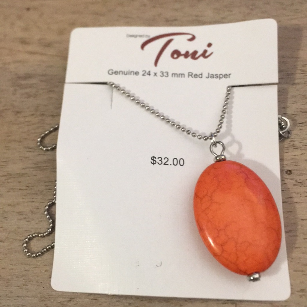 Genuine 24 X 33 Mm Red Jasper Necklace